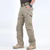 メンズパンツix9市の戦術貨物男性戦闘SWAT軍事綿ポケットストレッチペイントボールミリターカジュアルズボン