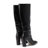 Bottes Noir imprimé serpent pointu talons hauts épais genou haut tube long bottes pour femmes hiver sans lacet Botas gladiateur Sexy dames chaussures 231212