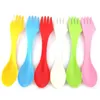 3 In 1 plastic lepel vork messen sets camping wandelpicknickgerei spork combo reisgadget bestek draagbare outdoor camp hittebestendig tafelwerk set ccj2095