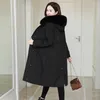 Mulheres para baixo inverno 2023 parkas feminino casaco casual moda destacável gola de pele com capuz longo jaqueta grossa linha lã quente feminino