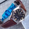 Wristwatches NH35A Tandorio Black Dial 200M Waterproof Diver Automatic Men's Watch Luminous Mark 36mm Sapphire Glass Vintage Leather Strap