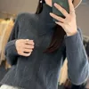 Kvinnors tröjor Wool Cashmere High Neck Sweater 2023 Autumn/Winter Thick Turtleneck Knit Pullover Fashion Löst långärmad topp