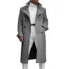 Men's Trench Coats Autumn Winter Warm Lapel Collar Double Breasted Cardigan Long Jackets Formal-Overcoat Windbreaker