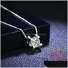 Naszyjniki wisiorek Naszyjniki Sier 0,5ct/1ct/2ct f Color Moissanite VVS Elegancki naszyjnik weselny dla kobiet Anniversar Dhpxi