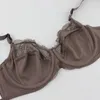 Set di reggiseni Xiushiren pizzo floreale coppa piena donna e slip set 85D 90D 95D 100D 105D biancheria intima femminile ultra sottile biancheria sfoderata 231211