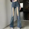 Jeans pour femmes Sexy taille basse maigre évasé femmes mode coréenne mince cloche bas jean pantalon broderie élastique streetwear denim pantalon