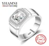 Yhamni Fashion 925 Sterling Silver Ring 1 karat 6mm cz diamant för män bröllopsfest gåva fina smycken mjz0343719698