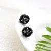 Studörhängen Autentisk 925 Sterling Silver Earstuds Retro Style Natural Ebony Circular Earring Women Trendy Creative Jewelry Gift