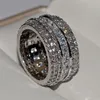 Choucong Wedding Rings Top Sell Drop Ship Luksusowa biżuteria 925 Srebrna Princess Cut White Topaz CZ Diamond Stones Obiecing302h