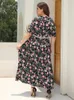 Plus Size Dresses Summer Dress Woman Lace Patchwork V Neck Short Sleeve Floral Print Chiffon Boho Beach Maxi Long Women Clothing