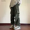 Men's Pants Corduroy Fabrics Hip Hop Cargo Pants 2023 Autumn Side Pockets Men's Trousers Fashion Streetwear Large Size Casual PantL231212