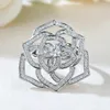 حلقات الكتلة 2023 Fashion S925 Silver Mountain Camellia Ring Rose Rose Vervament Simple and Advanced Celebrity Style