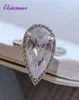 Elsieunee 925 Sterling Silver Pear Cut Created Moissanite Zircon Gemstone White Gold Color Wedding Ring Fine Smycken Hela B121270179