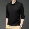 Herren Polos Frühling Herbst Solide Pullover Umlegekragen Knopf Langarm Unterhemd T-Shirt England Stil Casual Formal Tops