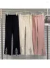 Women's Pants HIGH STREET Est 2024 Designer Fashion Split Diamond Studded Bead Micro Flare Casual