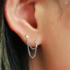 Dangle Earrings Cubic Zirconia Tassel女性ダブル2ホールピアスイヤースタッドシンプルな多用途の女性ジュエリー卸売