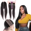 Brazilian 2x6 Lace Closure Straight 100% Human Hair Deep Middle Part Straight Transparent Lace Closure Remy Hair Kim K Closure with Baby Hair Natural Color