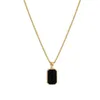 Pendant Necklaces 316L Stainless Steel Minimalist Rectangular Korean Black Epoxy Women's Gold Color Necklace Exquisite Long Jewelry Gift