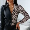 Women's Blouses Shirts Wholesale Fashion Shirt Lady Long Sleeve Blouse Turn-down Collar Button Design Print Casual