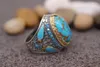 Cluster Rings Vintage Boho Geometric S for Women Tibetan Ethnic Flower Finger Ring Fashion Female Party Jewelry Accessories