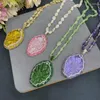 Pendant Necklaces Original Glass Nine-tailed Necklace Natural Green Dongling Stone Inlaid Rhinestone Sweater Chain Women's Banquet