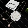 Chic Wedding Bride Earrings Rose Gold Charm Bracelets Women Floral Pendant Necklace with Box Set