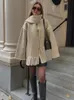 Women's Wool Blends Women's Wool Blends Autumn Elegant Women's Coat With Scarf Female Long Sleeve Pocket Single Breasted Coats Winter Lady Outwear Jacket 231212