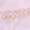 Pierścienie klastra Utrend 12 szt./Zestaw Anillos Summer Bohemian Ring Zestawy dla kobiet Vintage Gold Kolor Crystal Finger Jewelry Bijoux