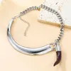Choker z styl stop alumn pół-okrągłe pół łańcucha pieprzowego wisiorka dla kobiet