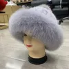 베레트 여성 모자를위한 진짜 모자 모자 겨울 러시아 햇볕에 썰매 짜기 버킷을 가진 천연 밍크