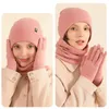 Basker Solid Color Hat Winter Scarf-handskar Sätt varmt elastiskt antislipskydd för nackhuvudets händer Mysig vindtät utomhuscykling