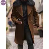 Cappotto di lana casual da uomo in pelliccia finta 2023 Autunno Inverno Moda sottile doppio petto Giovani uomini colletto in tinta unita Top 231212