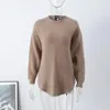 Women's Blouses Women Thermal Top Comfortable Sweater Cozy Mid-length Solid Color For Loose Fit Round Neck Pullover