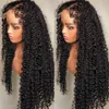 Yaki bordas bordas cacheadas cabelos de cabelo humano 360 Natural Full Natural HD Lace Frontal Wig Kinky Curly 360 Wigs dianteiro dianteiro pré -arrancado 150%de densidade para mulheres negras