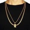 Hip Hop Männer Schmuck Jesus Christus Stück Anhänger Gold Halskette Kreuz mit Mais Kettenlänge 70 cm Charakter209b