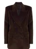 Kobiety damskie Blazers Khaite Corduroy Classic Women Kurtka Turndown kołnierz Blazer ciemnobrązowy pełny rękaw Vintage Trench ciepły płaszcz zimowy 231212