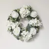 Christmas Decorations White Hydrangea Green Leaves Eucalyptus Garland Home Decor Artificial Flower Wreath For Wedding Decoration Christmas Ornament 231211