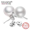 YHAMNI ont S925 timbre 100 925 boucles d'oreilles en argent Sterling pour les femmes Double face 8MM boucles d'oreilles en perles nouveaux bijoux ED0299284829