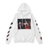 Kapalı Beyaz Tasarımcı Erkek Moda Hoodie Parmak İzi Ow Marka Hoodie Sweatshirt Kadın Tasarımcısı Beyaz