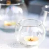 Castiçais votivos claros para peças centrais da mesa, castiçais redondos de vidro tealight em massa para decoração de casamento e decorações de casa