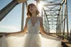 Flora Bridal Wedding Dresses Beach With Chiffon A Line Halter Backless Bridal Gowns Illusion Bodice Wedding Dress Vestidos De Novia