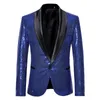 Ternos masculinos blazers preto lantejoulas um botão xale colarinho terno jaqueta homens bling glitter nightclub baile de formatura dj blazer jaqueta homens roupas de palco para cantores 231211