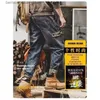 Mäns jeans 2023 Spring Autumn Vintage Big Pocket Man Fashion Trend Denim Work Wear Cargo Casual Hip-Hop Baggy Jeans Men Overalls Byxor Q231213