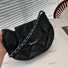 24c koltuk altı 27cm şık kadın omuz omuz deri elmas altın donanım metal toka el çantası matelasse zincir crossbody çanta ay çantaları sacoche