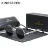 Óculos de sol Kingseven de alta qualidade gótico steampunk óculos de sol polarizados homens mulheres marca designer vintage redondo quadro de metal sun gla211v