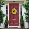 Couronnes de fleurs décoratives en tournesol, décoration murale suspendue, fenêtre de pâques, couronne d'abeille rustique pour porte d'entrée