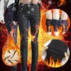 Jeans da donna a vita alta skinny casual pantaloni lunghi dritti tinta unita addensato caldo peluche velluto delicato sulla pelle