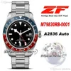 ZF GMT PEPSI 41MM A2836 Automatyczne męskie Watch Blue Red Resel Black Dial Bransoletka ze stali nierdzewnej Super Edition Pttd Puretime C02296I