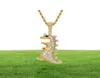 Mathalla Men039S Hiphop Animal Dinosaur CZ Pendant Jewelry Iced Out Cubic Zircon Pendant Brass Copper Gold Chain Halsband Joyer8338067