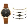 Relógios de pulso feminino quartzo pulseira de couro relógio analógico pulseira conjunto feminino casual senhoras relógios montres femmes